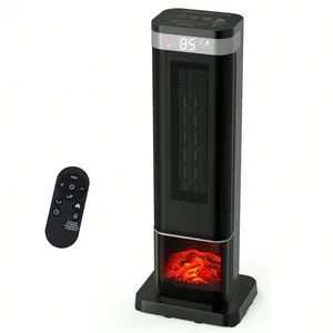 Space Heater For Indoor Use, 24Inch Portable Heater With Remote And Thermostat,3 Light Modes, 60°Oscillation, 12H Timer, Up To 99°F, Tip-Over Protection