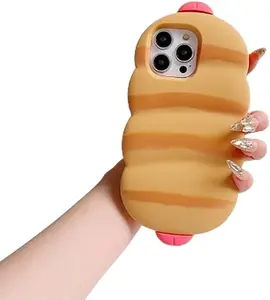 3D Cute Food Bread Soft Case for iPhone 11,3D Cute Simulation Kawaii Hot Dog Bun Kids Teens Girls Women Creative Character Soft Silicone Case for iPhone 11 6.1 inch (Hot Dog Bun)