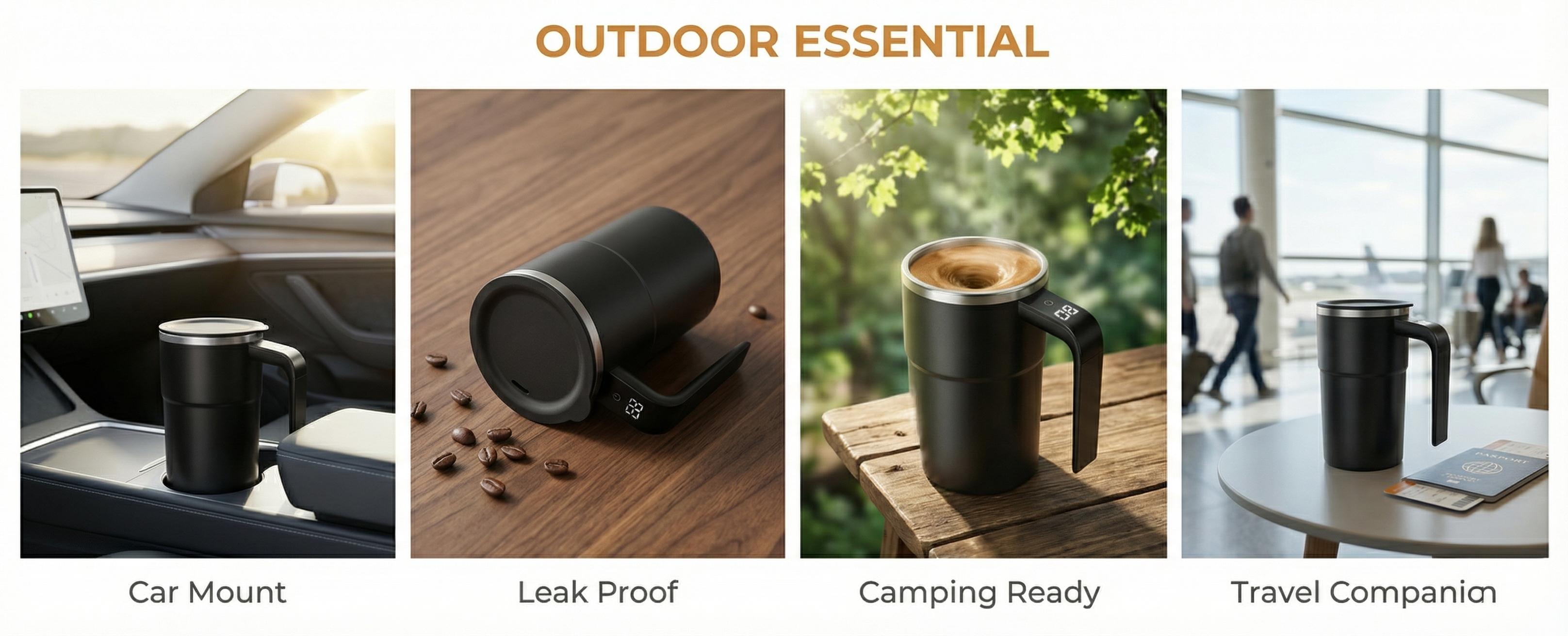 【Automatic Magnetic Self Stirring Coffee Mug】 Rechargeable Stainless Steel Insulated Mixing Cup with Lid for Coffee Milk Tea Hot Chocolate and Protein Powder ,LCD Thermometer for Milk/Cocoa at Office/Kitchen/Travel