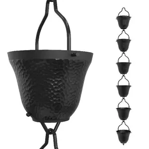 Rain Chains Direct Contempo Rain Chain Extension, 3 Feet Length, Aluminum, Black Powder Coated, Functional and Decorative Replacement for Gutter Downspouts