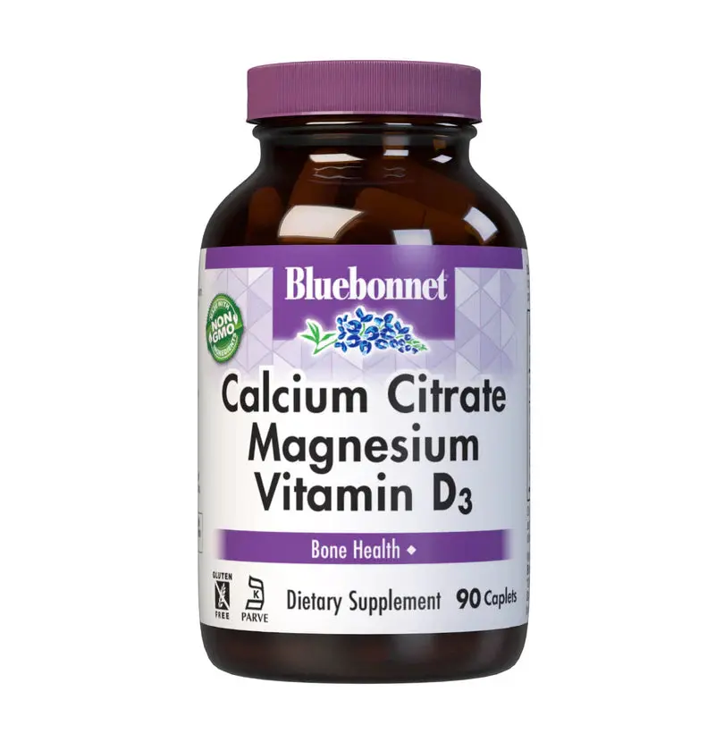 Bluebonnet 1000 mg Dairy-Free Calcium Citrate, Magnesium & D3 Blended Supplement - Gluten-Free, Kosher Certified, Vegan, Non-GMO for Bone Support - 90 Capsules
