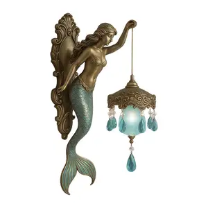 Mermaids Wall Lamp, Vintage Mermaids Wall Sconce, 7.48 Inch Vintage Base Night Light, Vintages Mermai-ds Statue Light, Bedside Lamp Home Decoration Bedroom Hotel Restaurant Decorative Enduring
