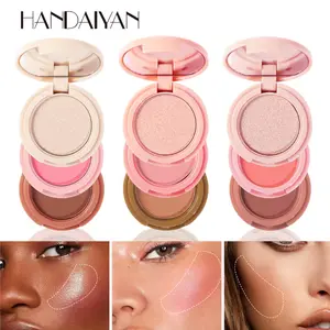 HANDAIYAN 3-in-1 Multifunctional Palette Contour,Highlighter,Blush Matte Eyeshadow Included, Compact  Portable, Ideal for Short Trips/Business Commutes/Outdoor Picnics