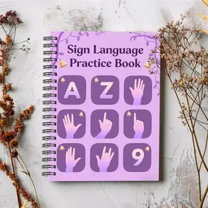 Hand Gesture Practice Notebook A-Z Letter Learning Journal, Portable Coil Binding Book for Beginners, Essential Tool for Hand Sign Language Learners