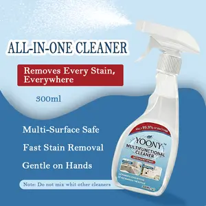 Yoony Natural Enzyme Formula Multi-Surface Degreaser Cleaner Fast-Acting Spray for Kitchen Bathroom Floor 300 ml per Bottle All-In-One Cleaner