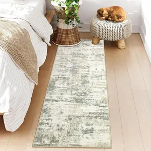 GARVEE Modern Abstract Runner Rug 2x6 Hallway Entryway Runner Washable Low Pile Area Rug Non Slip Kitchen Runner Contemporary Thin Throw Runner Rug Soft Floor Cover for Bedroom Laundry Bathroom, Beige