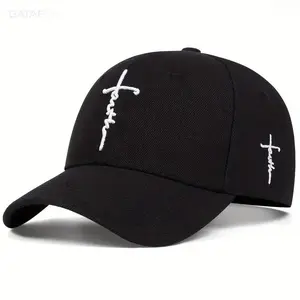 Unisex 2Pcs Cross Embroidery Baseball Cap Set, Black White Duckbill Hat, Breathable Lightweight Adjustable Streetwear Hat, Casual Fashion Headwear for Men Women Outdoor Sports Daily Travel Street Style Accessory