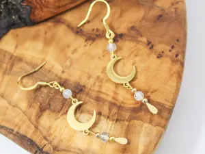 Crescent Moon Moonstone Earrigns