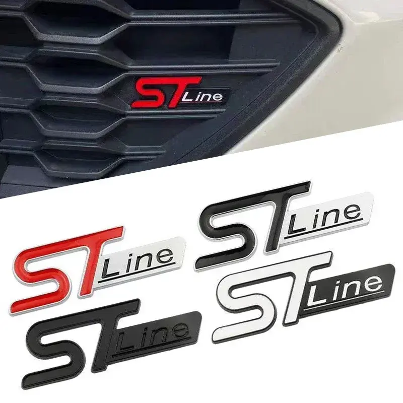 2026 New For FORD ST LINE Logo Front Grill Emblem Badge Car Rear Trunk Sticker Decals Focus Kuga Fiesta Mondeo ESCAPE Ecoboost For Car Décor