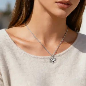Fidget Spinner Necklace | Anxiety Relief Jewelry | CZ Pendant | Waterproof & Hypoallergenic Jewelry Gift for Women 16-18‘’