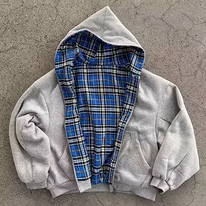 Unisex Korean-Style Reversible Zip-Up Hooded Jacket - Dark / Short H-Line Long Sleeve Loose Fit Sweatshirt Coat with Pockets for Women and Men, Machine Washable Spring/Autumn Outerwear Suitable for Casual and Smart-Casual Occasions, Womenswear Tops