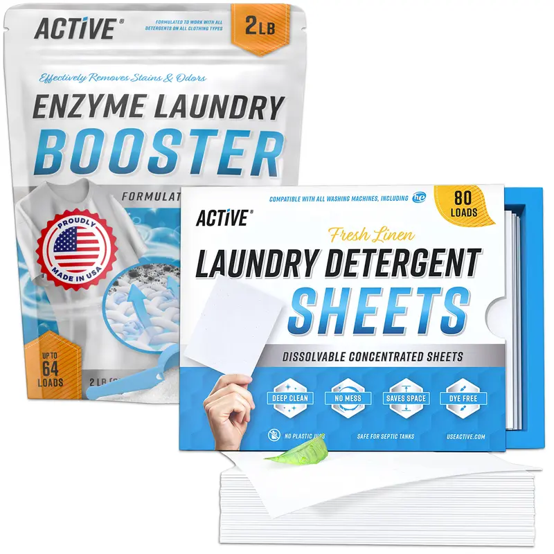ACTIVE Laundry Detergent Sheets & Enzyme Laundry Booster Bundle