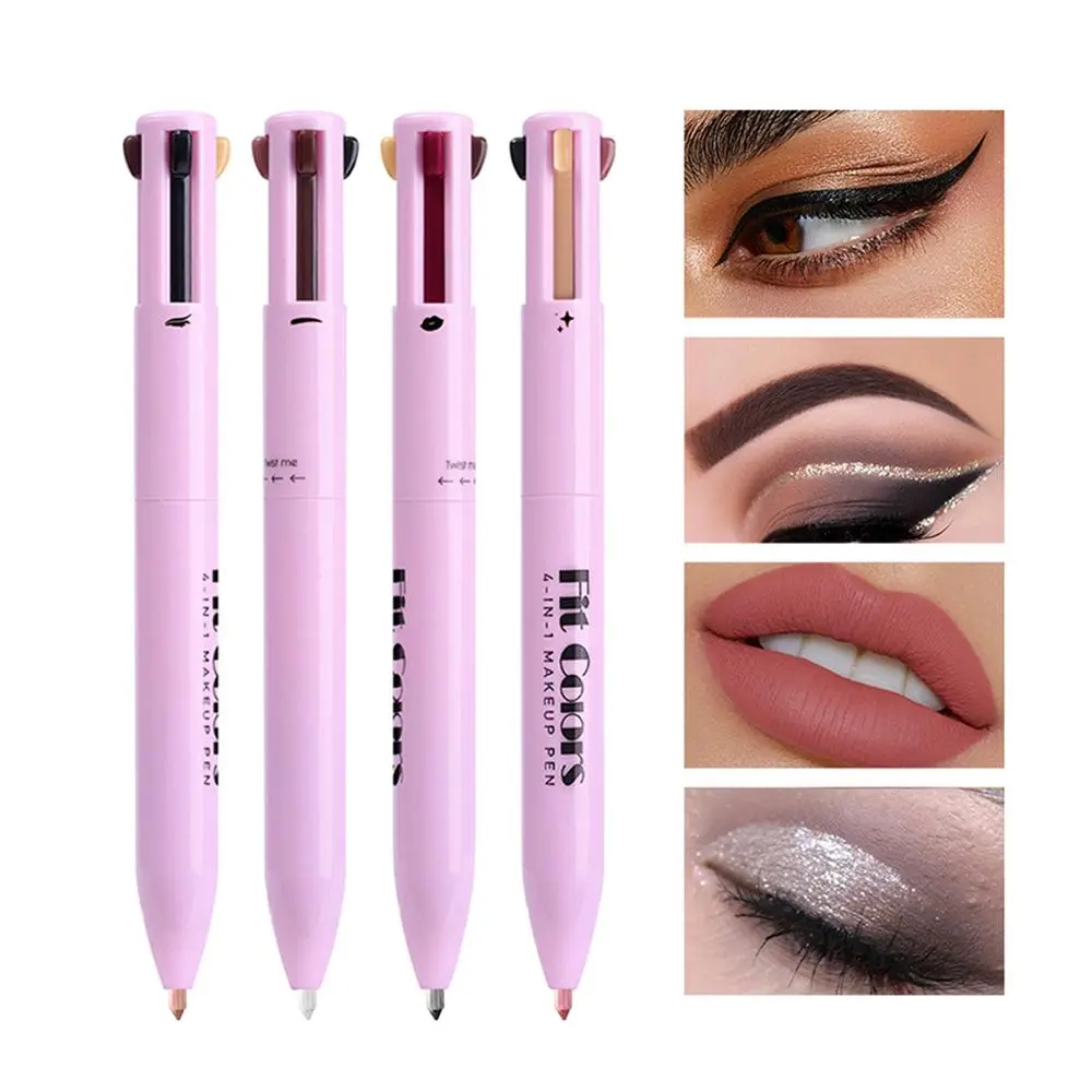 4 in 1 Makeup Pen, 1 Box Portable Multifunctional Makeup Pen, Long Lasting Eyeliner & Lip Liner & Eyeshadow & Eyebrow Pencil for Women, Eyebrow Pencil Set,  Cosmetics, Eyebrow Makeup Products