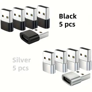 10pcs Type-C to USB-A Adapter, Aluminum Alloy Case, High-Speed Data Transfer, Compatible with Phones, Laptops, Cars, Durable Converter