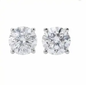 Lab-grown diamond 14002, 1 ct × 2, D -VS1 ,   4-Prong   round lab-grown diamond stud earrings