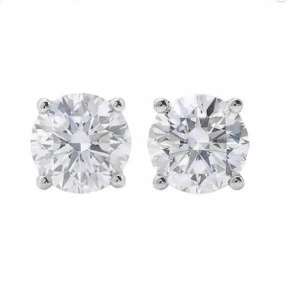Lab-grown diamond 14002, 1 ct × 2, D -VS1 ,   4-Prong   round lab-grown diamond stud earrings