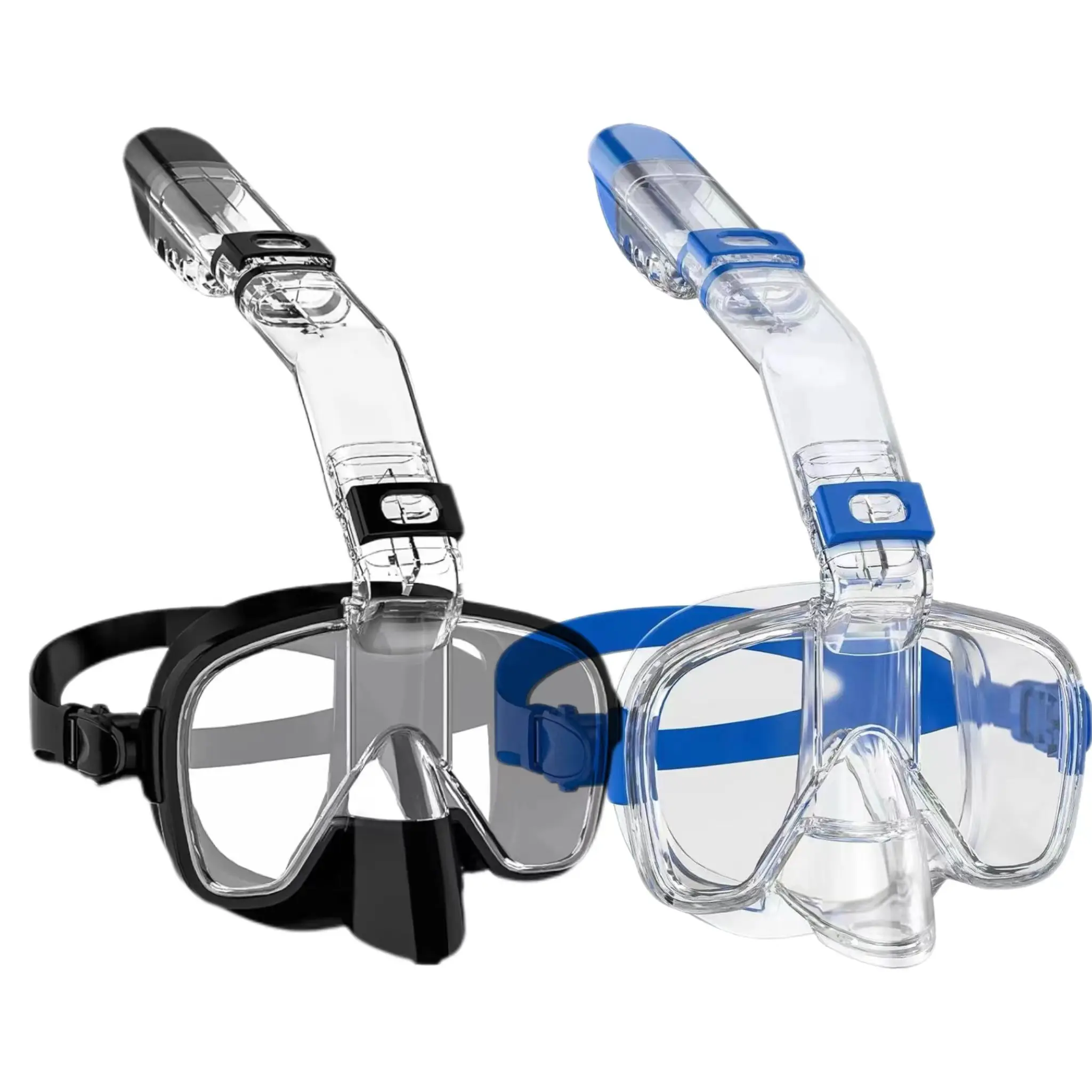 WSTOO Snorkel Mask Set with Dry Top Technology, Anti-Fog, Leak-Proof, Panoramic View, Camera Mount, Anti-Leak, Waterproof Breathing Tube, All Ages, Foldable & Portable - Clear Panorama Wide View,Professional Snorkeling Equipment