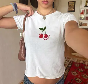 Cherry Fruity Baby Tee, Y2K Baby Tee, 90s Baby Tee, Crop Tank Top, LGBTQ Queer Pride Parade, Cute LGBTQ Pride Shirt, Sapphic Shirt