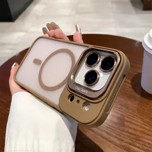 2026 Skin-Friendly Frosted Magnetic Protective Phone Case for iPhone 17 Pro Max 17 16 Pro Max 16 15 Pro Max 15 14 13, Magnetic Lens Stand with Lens Protector Film, Camera Lens Protector, MagSafe Compatible, Anti-Scratch Anti-Drop Shockproof Slim