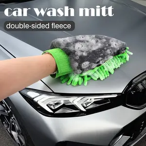 1 Counts Premium Dual-Pile Microfiber Wash Mitt,Super Soft Scratch-Free Car Wash Glove for Deep Cleaning