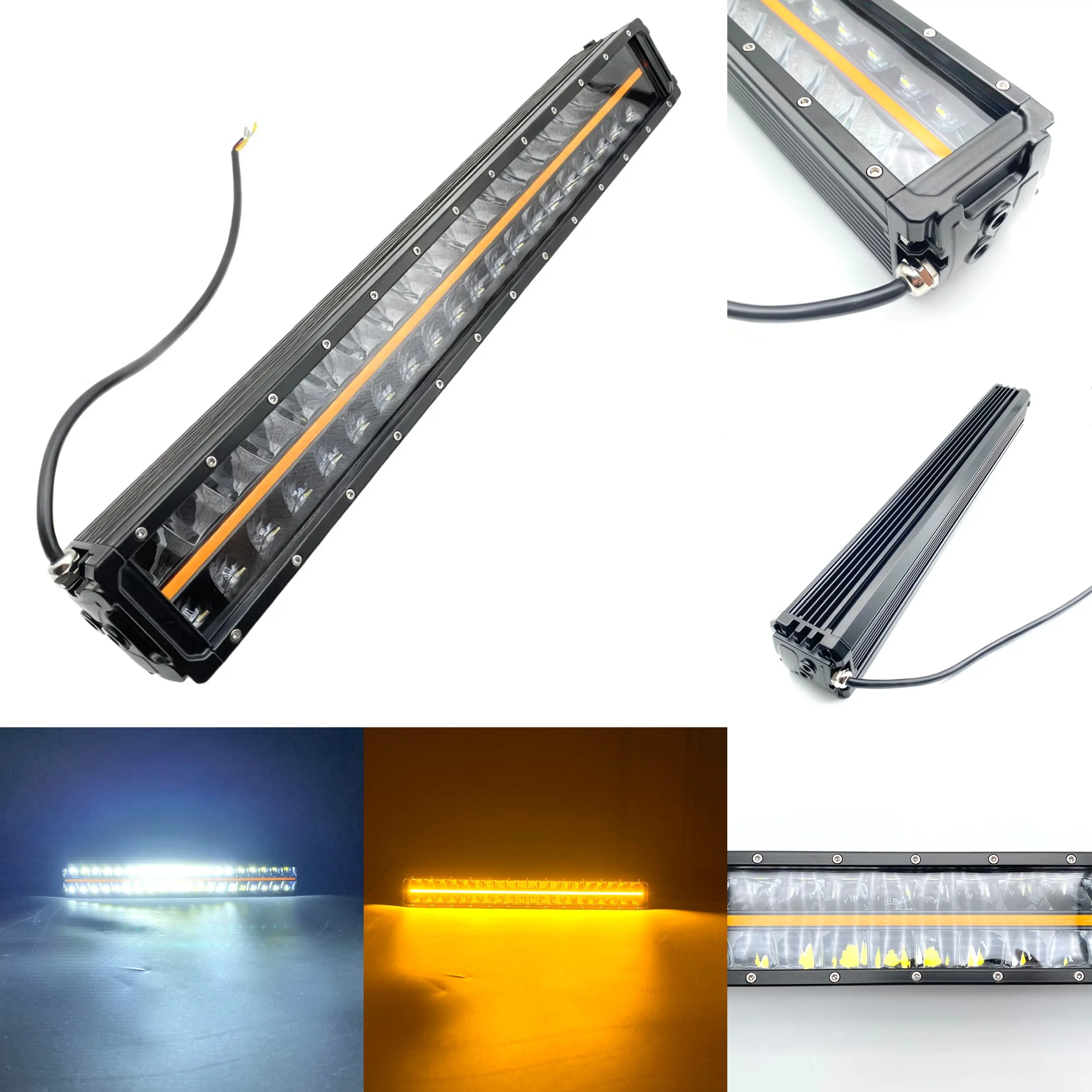 21.2" 200W Dual Row LED Light Bar with Amber DRL – Heavy-Duty Light Bar for Truck, Jeep, ATV, UTV