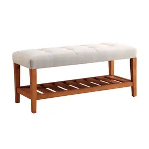 ACME Charla Bench, Light Gray & Oak