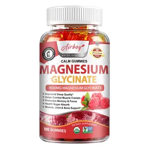 Airboy Magnesium Glycinate Gummies 400 mg - With Magnesium Appleate, Vitamin D, B6 & CoQ10 for Calm Support & Sleep in Adults - Raspberry Gummies