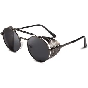 FEISEDY Steam Punk Sunglasses for Men Women Side Shield Round Steampunk Vintage Glasses Shades B2518 FEISEDY Steam Punk Sunglasses for Men Women Side Shield Round Steampunk Vintage Glasses Shades B2518