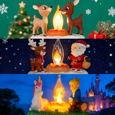 3D Christmas Elk Night Light, 110V Plug-in 110v Plug & Glow, Campfire Flickering Bedtime Cozy Light, Nature-Inspired Art Festive Room Glow, Indoor Festive Decoration Home Supply