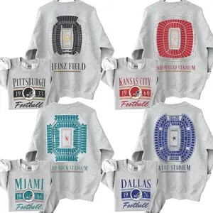 Vintage All Team Football 2-Sided Ash Grey Sweatshirt – Retro City & Stadium Graphic Crewneck, Classic Game Day Unisex Pullover, For Men & Women, Gift for Football Fans, Dad, Husband