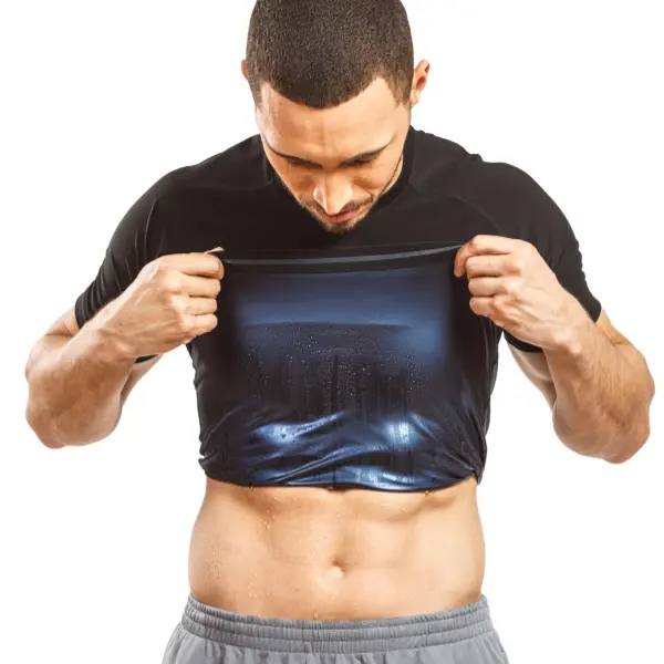 Sweat Shaper Men's Sauna Suit Shirt Athletic Tee, Short Sleeve Compression T-Shirt, Performance Baselayer Workout Shirt