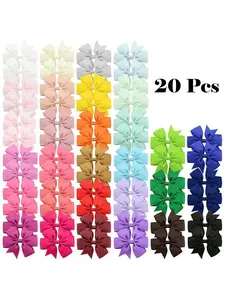 Random Color Bow Decor Hair Clip Set (20pcs), Cute Colorful Hair Accessories for Girls, Simple Style Plain Color Hair Clip for Daily Use
