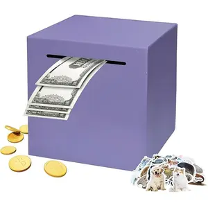 Stainless Steel Piggy Bank for Adults, Indestructible Savings Box for Cash, Must-Break-to-Open Metal Secure Money Banks for Kids, Unbreakable Coin Bank for Money Saving Plan (Purple, 4.72inch)
