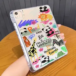 Colorful Zoo Animal Pattern Ultra-Slim TPU iPad Case, Anti-Scratch Cover with Built-in Pencil Holder, Lightweight Protective Shell Compatible with iPad 11" 2025, Pro 11/10 Gen, 10.9" (2020-2022), Air 3-7, 10.2", 9.7" (2017-2018), Pro 11"/13" 2024.series