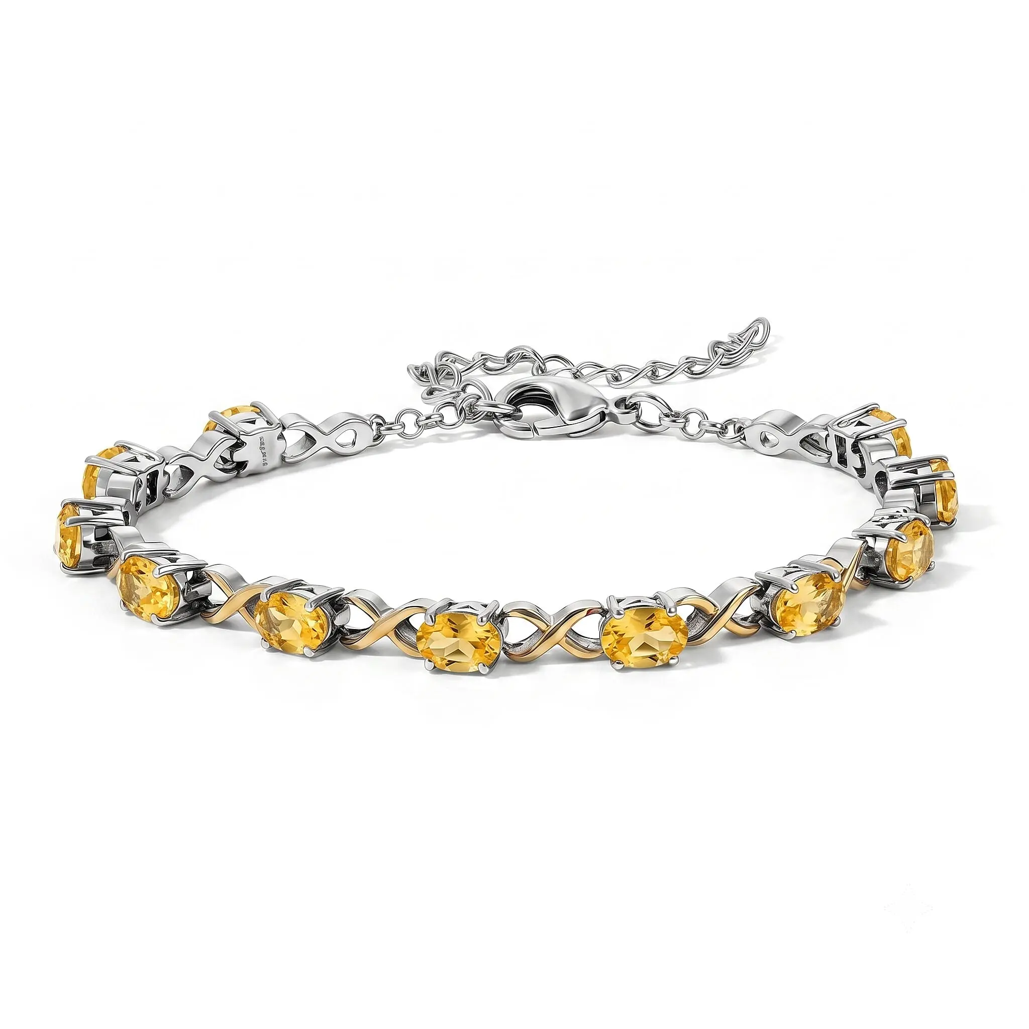 EverTrue Brazilian Citrine 4.75 ctw Bracelet in 18K YG Plated and Platinum Bond (6.50-8.50In)