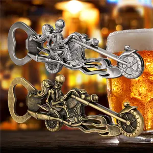Gothic Skeleton Skull Rider Bottle Opener, Multi-Functional Metal Beer Soda Opener, Halloween Party Gift, Portable Outdoor Corkscrew