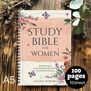 1 Floral Spiral Coil Notebook - Women Study the Bible, 52 Week Themes, Christian Diary, Daily Devotional Journal for Bible Study and Prayer, Pink Religious Gifts for Church, Spiritual Records, Floral Decorations, Art Cover Design, Bible Study Supplies