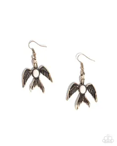 Soaring Stones -  White Stone Gold Bird Earrings - Paparazzi