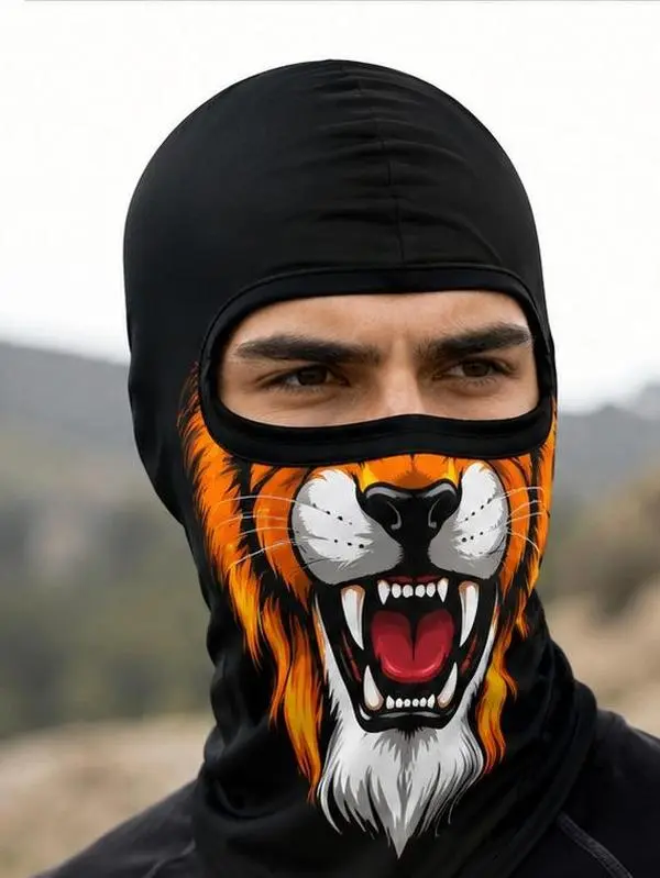 Halloween Quick Drying Lion Head Cover Funny Animal Breathable Dustproof Full Face Mask Windproof for Cycling and Cosplay