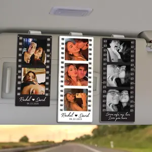 RodyThread Personalized Drive Safe Car Visor Clip with Couple Photo Film Strip Keepsake Heartfelt Drive Safe My Love Car Decor Ornament Gift for Husband Boyfriend Dad Anniversary