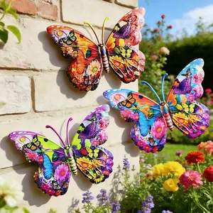 Large Iron Butterfly Wall Decor, Handmade Iron Craft Suitable for Outdoor Walls, Garden, Yard, Garage Door, Fence, Balcony, Patio, Park