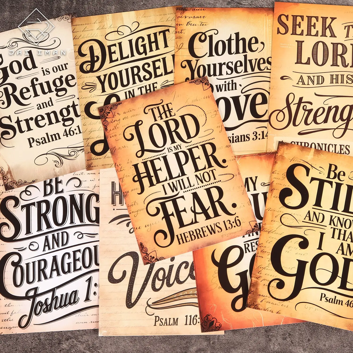 JAIIMAN 32sheets Vintage Christian Bible Verse Thick Scrapbook Paper, Aged Parchment Texture Cursive Lettering, for Church Events, Personal Devotionals, Scrapbooking Supplies, Collage Decoration, Craft Enthusiasts, Scrapbook Page