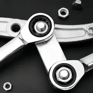 1pcs Reversible Universal Ratchet Wrench 8-10mm, Matte Chrome Vanadium Steel, Curved for Tight Spaces, 72 Tooth Ratchet Wrench