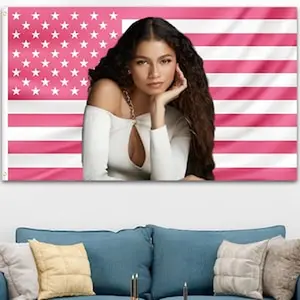 Zendaya v2 American Flag Tapestry – Actress Wall Art & Modern Room Decor | Hot Girl Flaghot actor wall art tv show tapestry