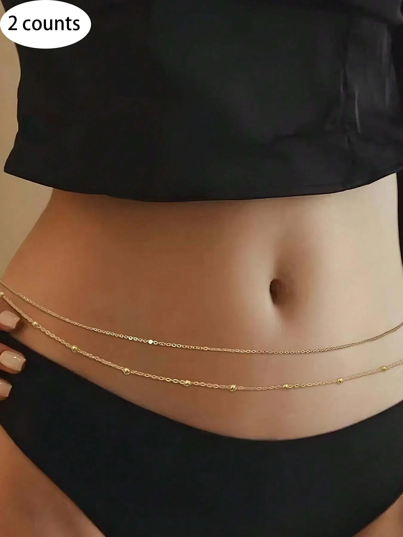 Women's Elegant Double Layer Waist Chain, Fashionable Body Jewelry for Party & Daily Clothing Decor, Trendy All-match & Exquisite Jewelry for Birthday Gift, Waist Beads, Body Chains, Body Jewellery