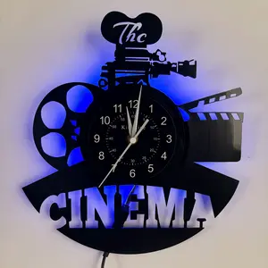 Movie Vinyl Record Wall Clock, 12-Inch Modern Digital Wall Clock, Living Room Bedroom Office Kitchen Decor, Best Gift for Movie Lovers, Led Wall Clocks