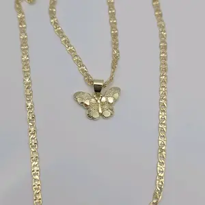 NUGGET BUTTERFLY beautiful necklace gold-plated beautiful style 18"inches shorter size nice gift