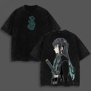 Tokito Muichiro Shirt - Demon Slayer Infinity Castle Arc Anime Graphic Tee Oversized Acid Washed Soft Cotton T-Shirt Anime Streetwear Casual Menswear Womenswear Gift for Anime Fans Demon Slayer Lovers         URJ N2K