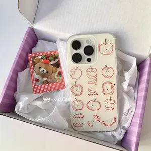 Vintage niche art line red apple double-layer print case suitable for Apple 17Promax phone case 16/15