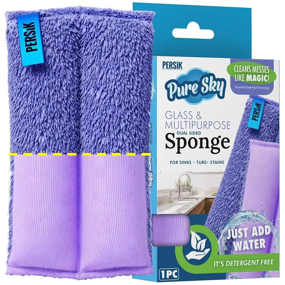 Pure-Sky Ultra Microfiber Cleaning Sponge for Glass and Multiuse - 2-in-1, Just Add Water, No Detergents